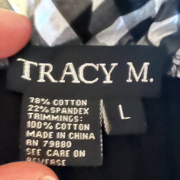 Tracy M. Black Stretch Sweater w/Houndstooth Ruffle Collar & Cuffs - Large - Picture 4 of 4